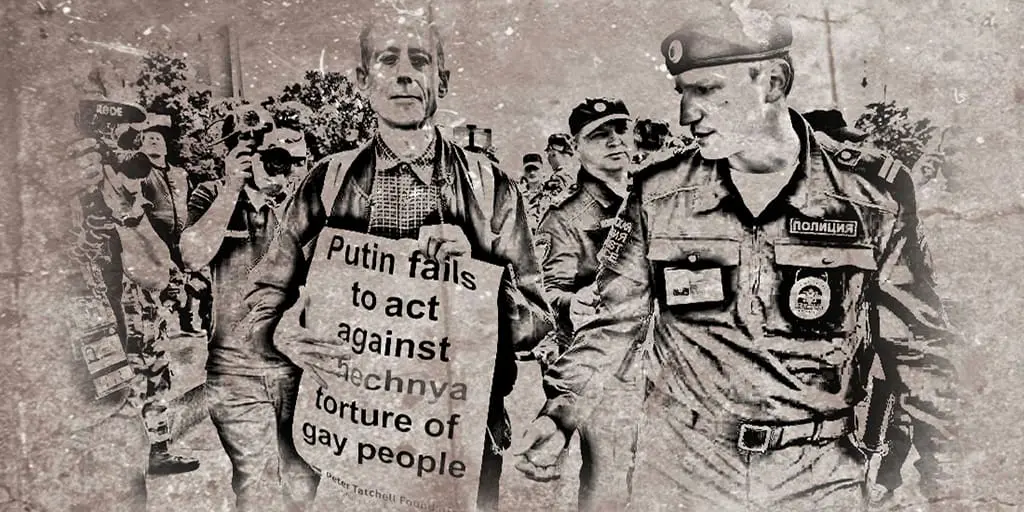 Peter Tatchell campaigning in Russia